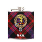 Clan Brown Crest over Tartan Heupfles (Voorkant)
