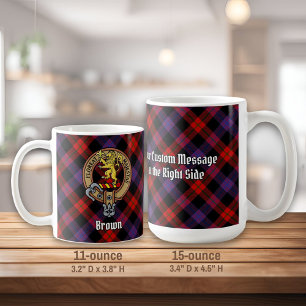 Clan Brown Crest over Tartan Koffiemok