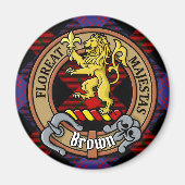 Clan Brown Crest over Tartan Magneet (Voorkant)