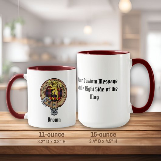Clan Brown Crest over Tartan Mok