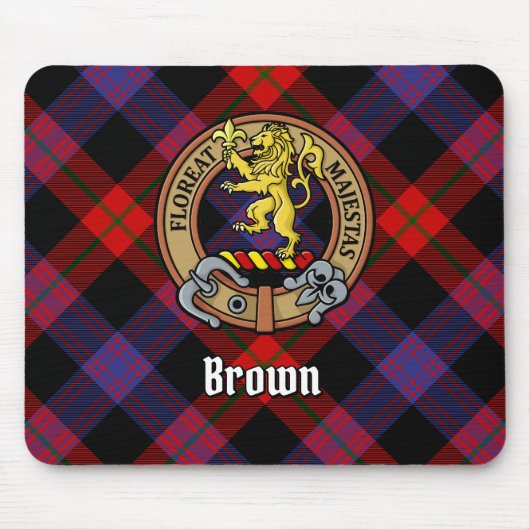 Clan Brown Crest over Tartan Muismat (Voorkant)