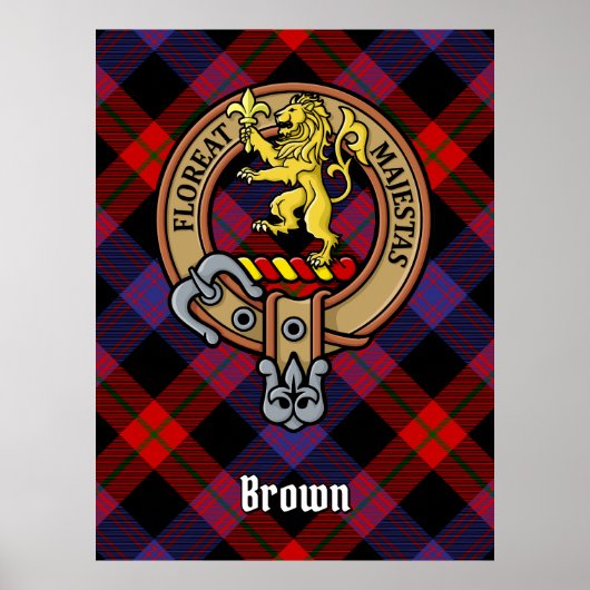Clan Brown Crest over Tartan Poster (Voorkant)
