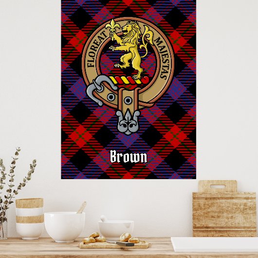 Clan Brown Crest over Tartan Poster (Keuken)
