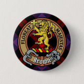 Clan Brown Crest over Tartan Ronde Button 5,7 Cm (Voorkant)