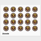 Clan Brown Crest over Tartan Ronde Sticker (Vel)