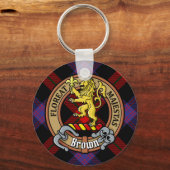 Clan Brown Crest over Tartan Sleutelhanger (Voorkant)