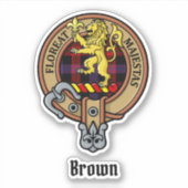 Clan Brown Crest over Tartan Sticker (Voorkant)