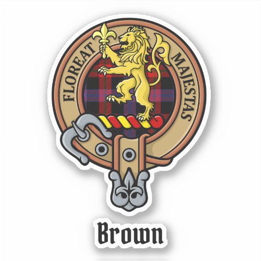 Clan Brown Crest over Tartan Sticker (Voorkant)