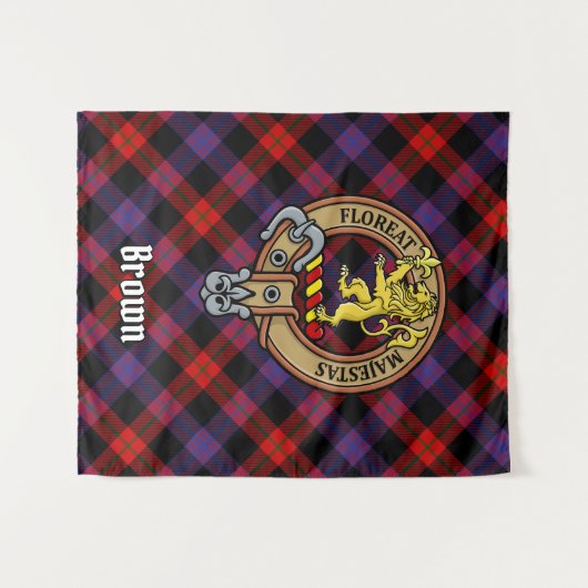 Clan Brown Crest over Tartan Wandkleed (Voorkant (horizontaal))