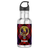 Clan Brown Crest over Tartan Waterfles (Voorkant)