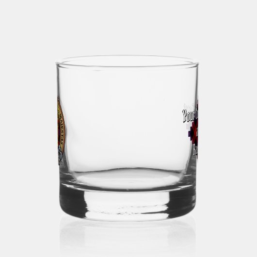 Clan Brown Crest over Tartan Whisky Glas (Links)
