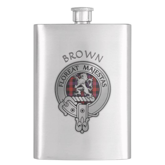 Clan Brown Crest & Tartan Flacon (Voorkant)