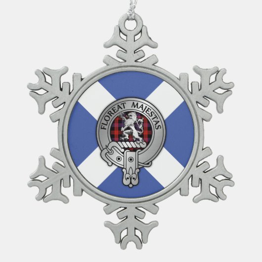 Clan Brown Crest & Tartan Tin Sneeuwvlok Ornament (Voorkant)