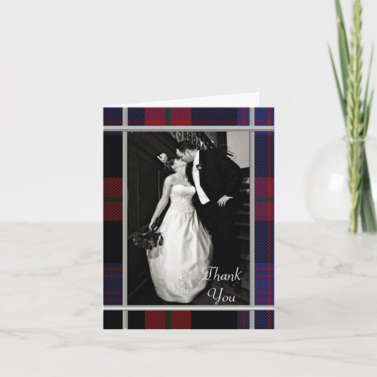 Clan Brown Plaid Foto Bedankkaart (Voorkant)