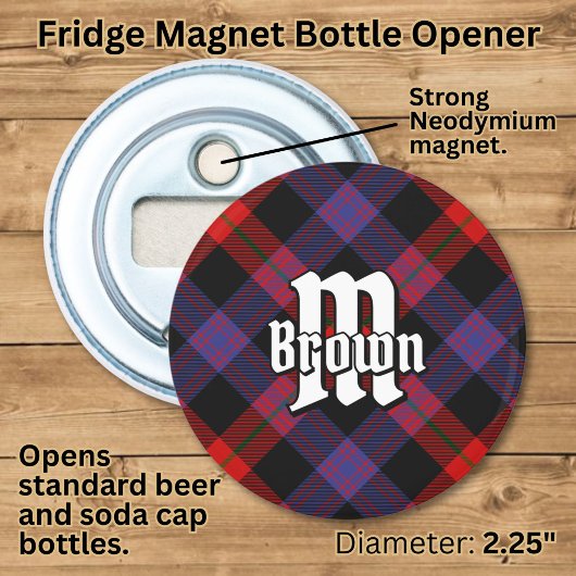 Clan Brown Tartan Button Flesopener