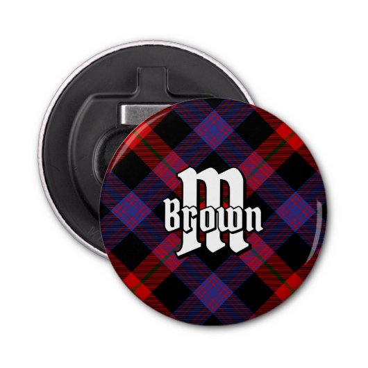 Clan Brown Tartan Button Flesopener (Voorkant)