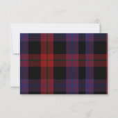 Clan Brown Tartan Pset Wedding RSVP Kaartje (Achterkant)