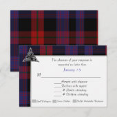 Clan Brown Tartan Pset Wedding RSVP Kaartje (Voorkant / Achterkant)