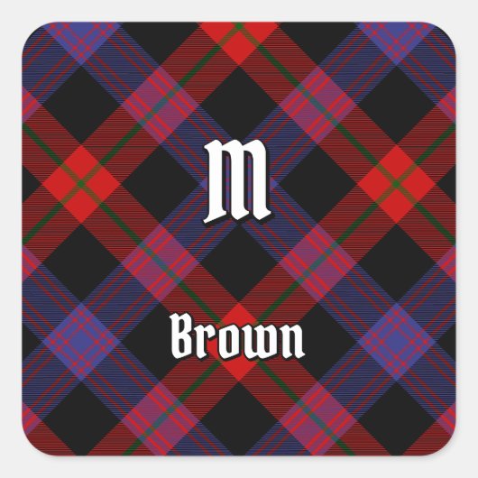 Clan Brown Tartan Vierkante Sticker (Voorkant)