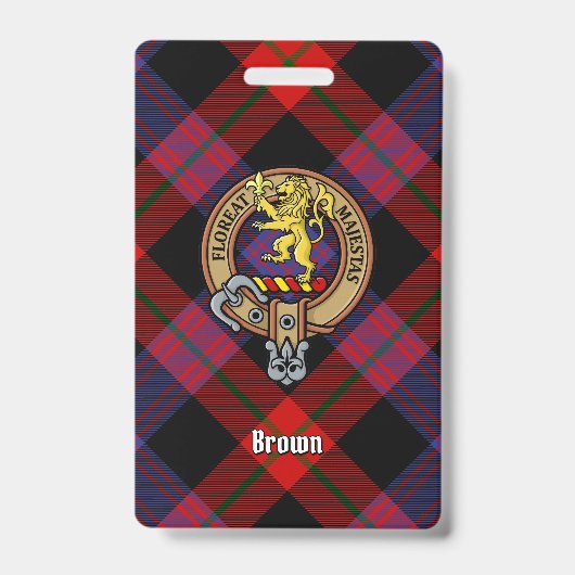 Clan Brown Wapen over Tartan Badge (Voorzijde)