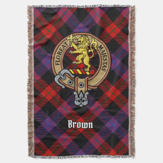 Clan Brown Wapen over Tartan Deken (Voorkant Verticaal)
