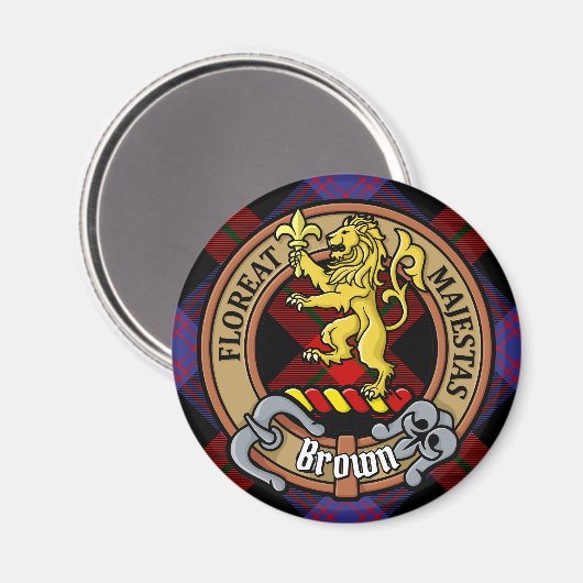 Clan Brown Wapen over Tartan Magneet (Voorkant / Achterkant)