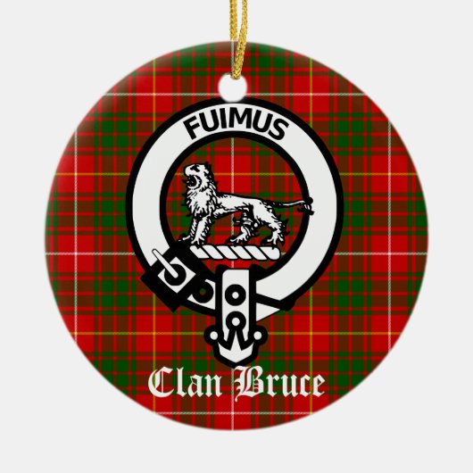 Clan Bruce Crest Badge en Tartan Keramisch Ornament (Voorkant)