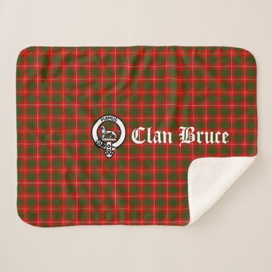 Clan Bruce Crest Badge en Tartan Sherpa Deken (Voorkant (horizontaal))