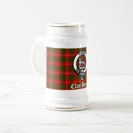 Clan Bruce Crest Badge & Tartan Custom Bierpul (Voorkant links)
