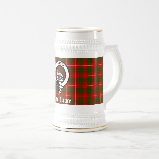 Clan Bruce Crest Badge & Tartan Custom Bierpul (Voorkant rechts)