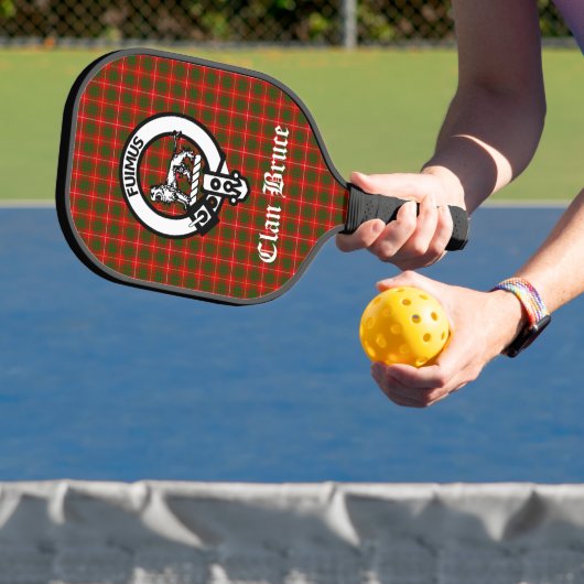 Clan Bruce Crest Badge & Tartan Custom Pickleball Paddle (Insitu)