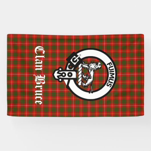 Clan Bruce Crest Badge & Tartan Custom Spandoek (Horizontaal)