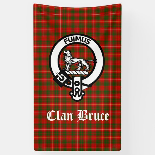 Clan Bruce Crest Badge & Tartan Custom Spandoek (Verticaal)