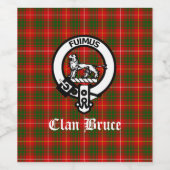 Clan Bruce Crest Badge & Tartan Custom Wijn Etiket (Enkel label)