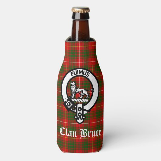 Clan Bruce Crest Badge & Tartan Flesjeskoeler (Fles Voorkant)