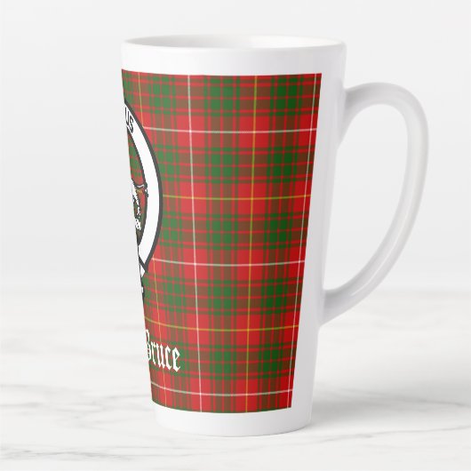 Clan Bruce Crest Badge & Tartan Latte Mok (Rechts)