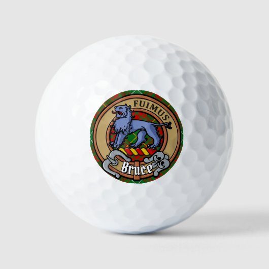 Clan Bruce Crest over de jacht op Tartan Golfballen (Voorkant)