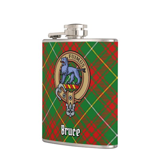 Clan Bruce Crest over de jacht op Tartan Heupfles (Links)