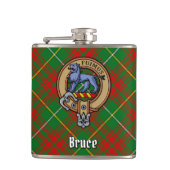 Clan Bruce Crest over de jacht op Tartan Heupfles (Voorkant)