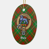 Clan Bruce Crest over de jacht op Tartan Keramisch Ornament (Links)