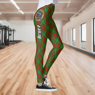 Clan Bruce Crest over de jacht op Tartan Leggings