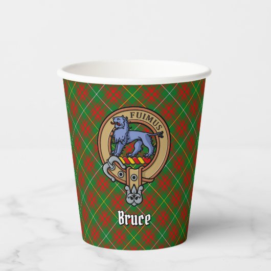 Clan Bruce Crest over de jacht op Tartan Papieren Bekers (Voorkant)