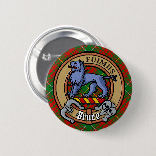 Clan Bruce Crest over de jacht op Tartan Ronde Button 5,7 Cm
