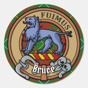Clan Bruce Crest over de jacht op Tartan Ronde Sticker