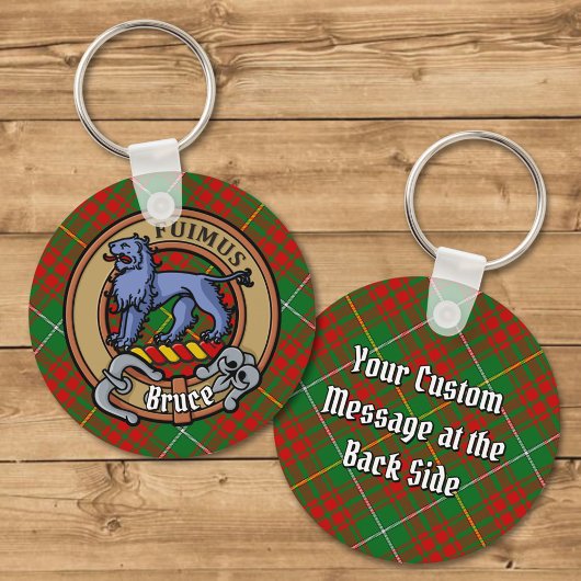Clan Bruce Crest over de jacht op Tartan Sleutelhanger
