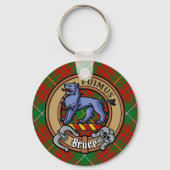 Clan Bruce Crest over de jacht op Tartan Sleutelhanger (Voorkant)