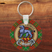 Clan Bruce Crest over de jacht op Tartan Sleutelhanger (Voorkant)