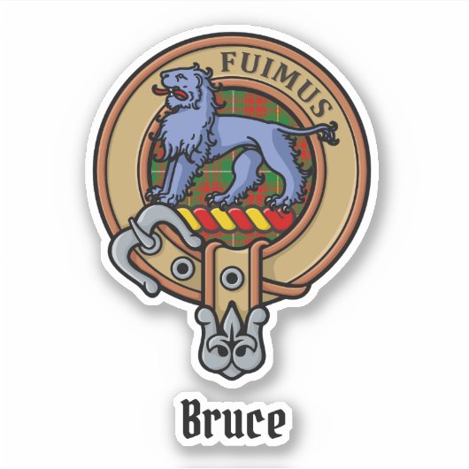 Clan Bruce Crest over de jacht op Tartan Sticker (Voorkant)