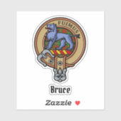 Clan Bruce Crest over de jacht op Tartan Sticker (Vel)