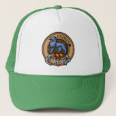 Clan Bruce Crest over de jacht op Tartan Trucker Pet (Voorkant)